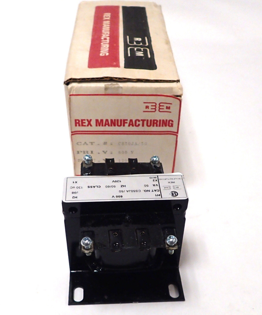 Rex Manufacturing Cat# CS50JA / 50 Pri: 600V Sec: 120V 50VA New