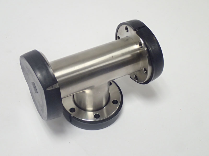 Conflat Stainless Steel Polished Tee 2 Rotatable 1 Fixed 2.75''OD 6 Holes