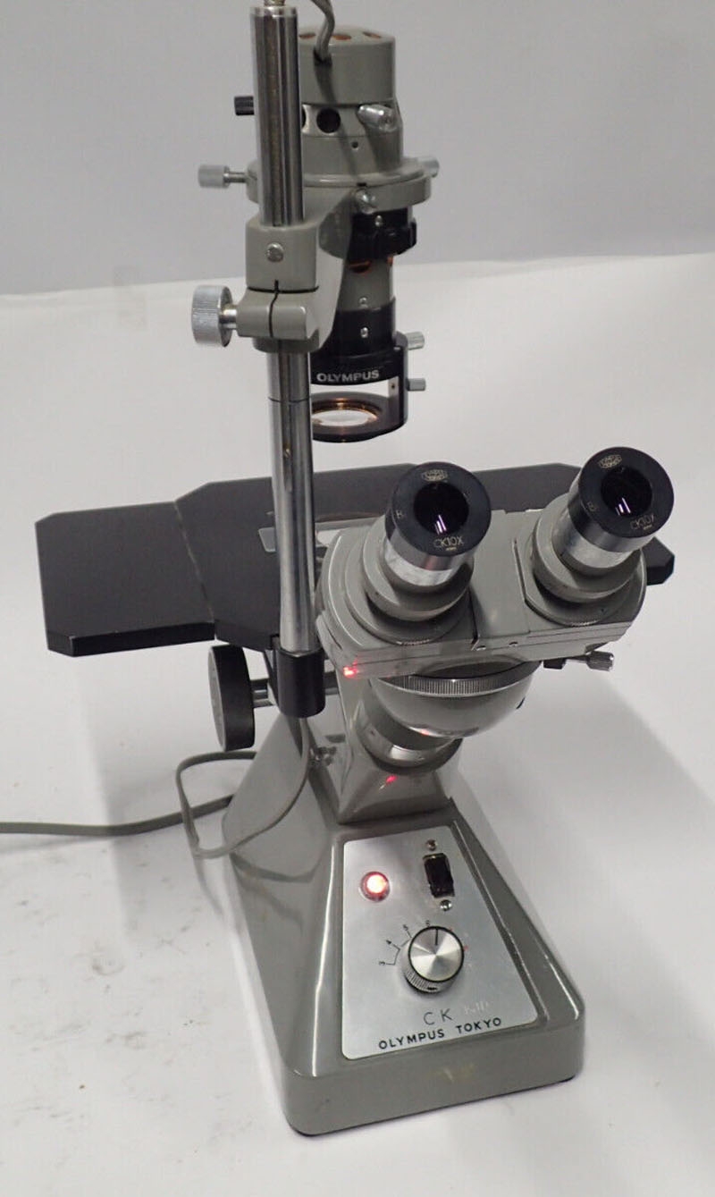 Olympus CK Inverted Stereo Microscope with 4 0.10, 10 0.25, C20 0.40 1.20 Objectives