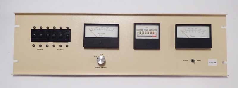 Larcan Front Panel: 40D1200G REV Prefix AC Volt Meter/ Elapsed Time Indicator meter / DC Volt Meter