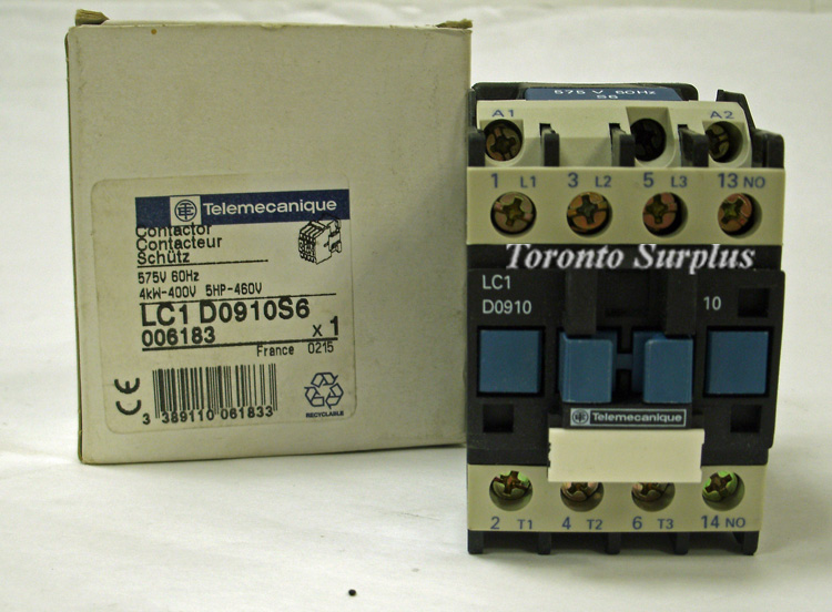 Telemecanique LC1-D0910S6 / LC1D0910S6 Magnetic Contactor 575V, BNIB / NOS