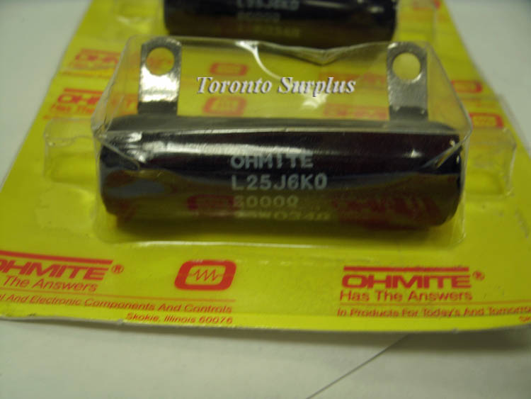 Ohmite L25J6K0 Resistor, 25 Watt, 6 k Ohm,lot of 2 BNIB / NOS