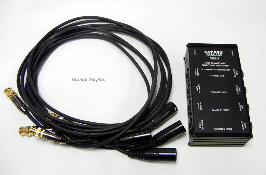 Fat Pro FPM-4 Four Channel 48V Microphone Power Supply with BNC / XLR Cables - SEE DESCRIPTION