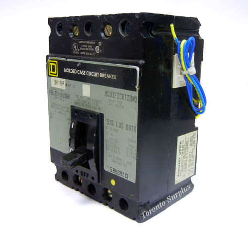 Square D FAL-320301380 / FAL320901380 90A Moulded Case 3 Pole Circuit Breaker, Shunt Trip, Aux Switch