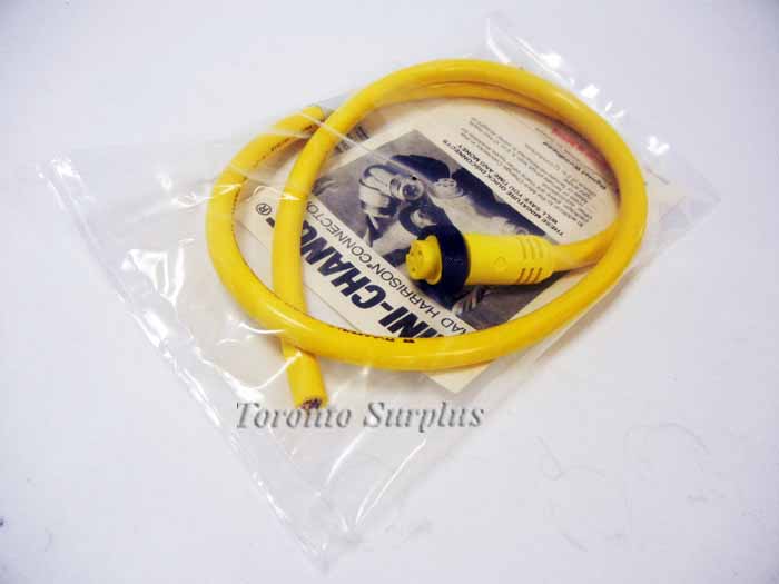 Brad Harrison 40901 Connector Mini Change W/ 16 AWG Yellow STOOW Cable, 3 Feet, NOS
