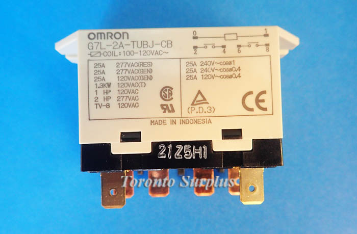 Omron G7L-2A-TUBJ-CB / G7L2ATUBJCB/ Power Relay DPST-NO 120Vac , 25A Bracket