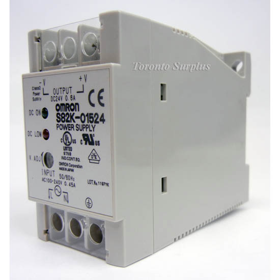 as 24VDC, 0.6A Omron S82K-01524 PLC Power Supply 100-240VAC 0.45A