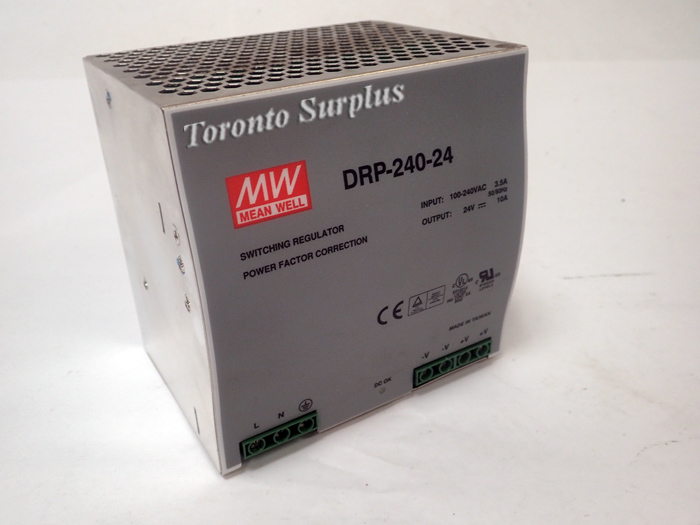 as 24V, 10A Mean Well DRP-240-24 Switching Regulator 24VAC, 10Amps