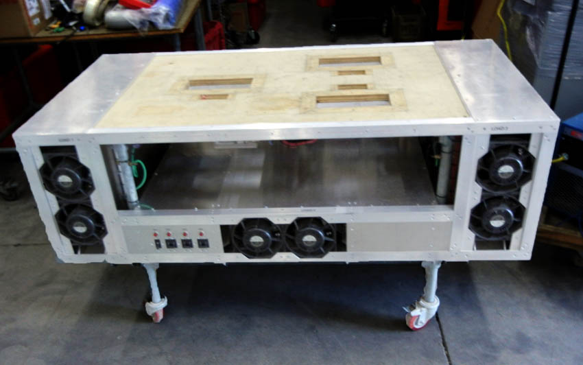 Stainless Steel Testing Station 65x33x35 w/ Fans & Cables on Casters