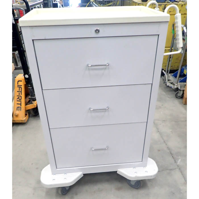 White Medical Cart. 3 Drawers. 47x33x25