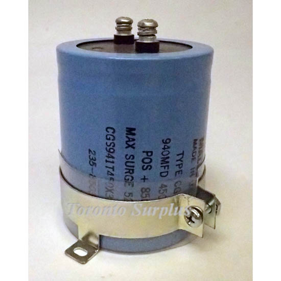 Mallory CGS941T450X3L3PH Capacitor 940uf 450 VDC Aluminum Electrolytic, Screw Type
