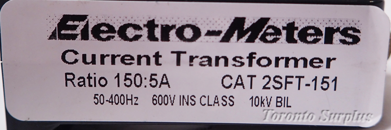Electro-Meters 2SFT-151 / 2SFT151 Current Transformer 50-400Hz, Ratio 150:5A