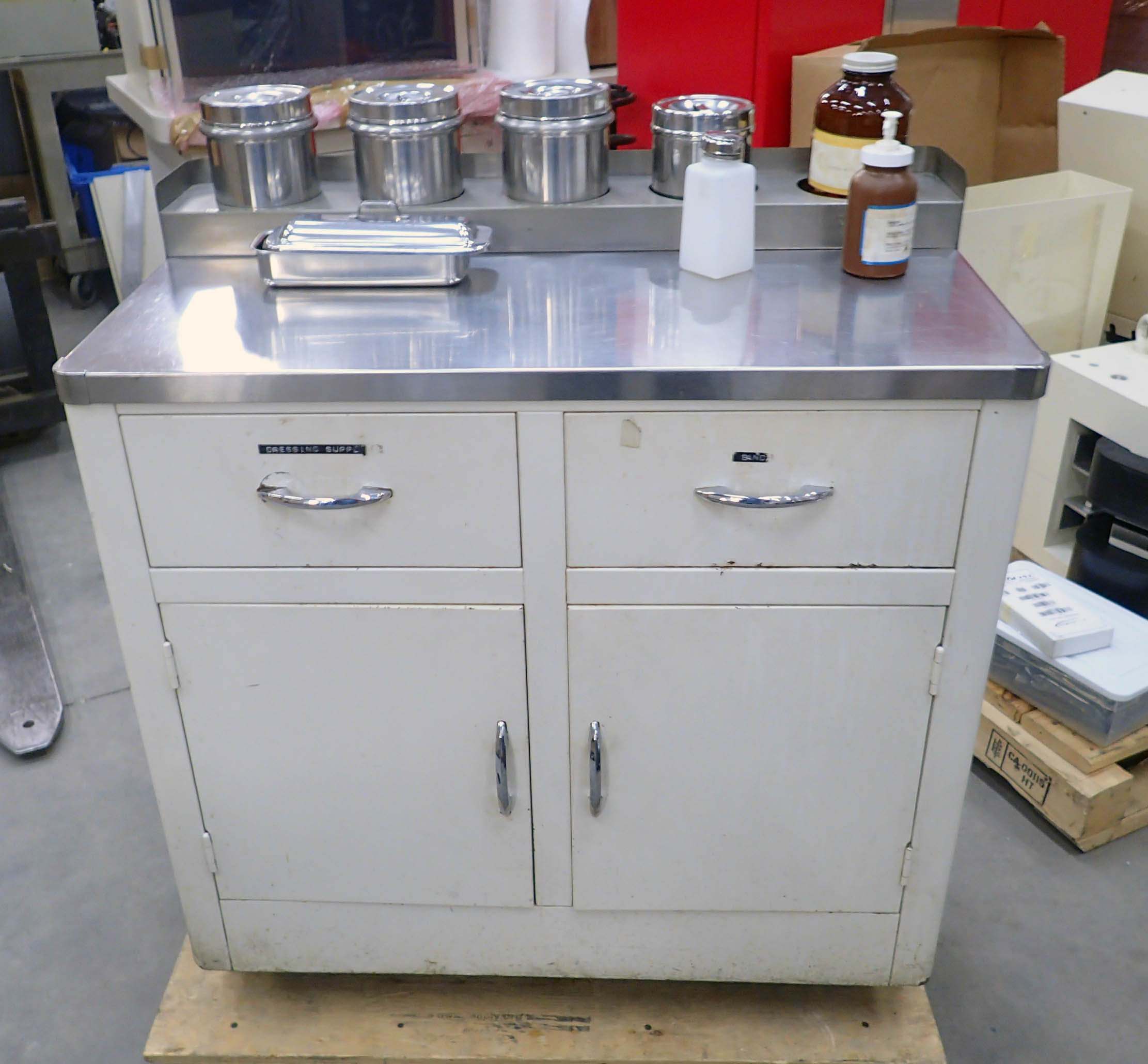 Stainless Steel Medical Table with Raised Back 50's - 60's Era