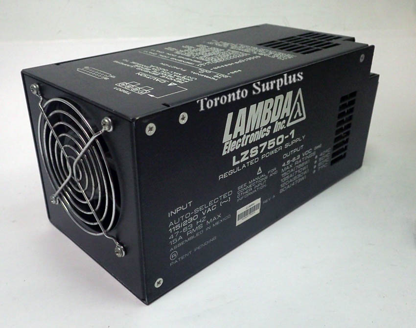 as 4.5 - 6.3 VDC 150A max Lambda LZS750-1 Regulated Power Supply, Input 115/230 VAC 47-63Hz 15A RMS MAX