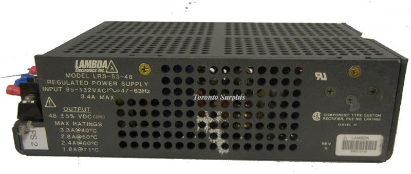as 48V, 3.3A Lambda LRS-53-48 Power Supply, Enclosed Frame, Switching Type 48 V, 3.3 Amp