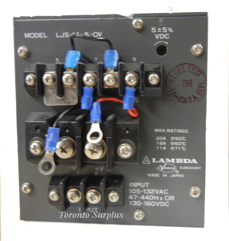 as 5V, 20A Lambda LJS-11-5-OV Power Supply, Enclosed Frame, Switching Type 5 V, 20 A, Input 47-440Hz