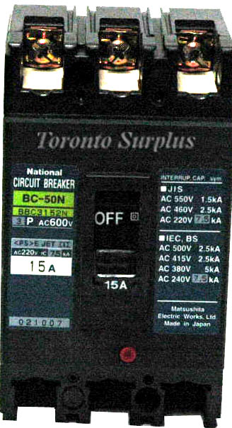 National BC-50N / BC50N Circuit Breaker 15A 3P