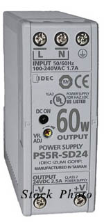 as 24V 2.5A Idec PS5R-SD24 Power Supply, Enclosed Frame, Switching Type 24 V, 2.5 Amp