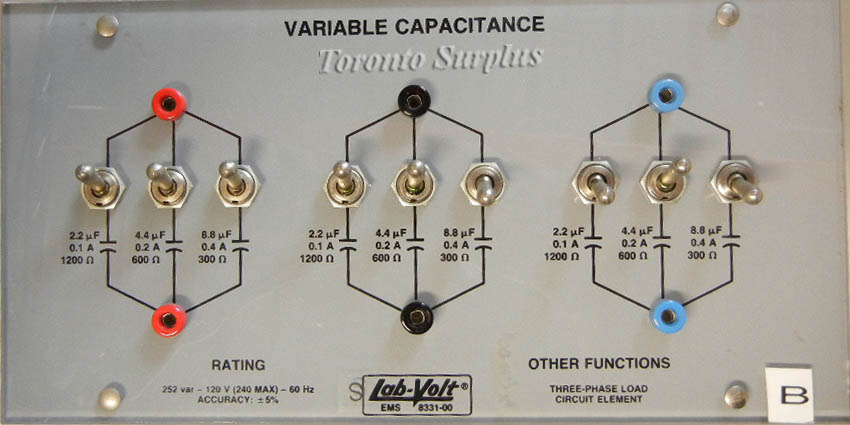Lab-Volt / LabVolt 8331 Capacitive Load / Electrical Load / EMS Electromechanical Training System