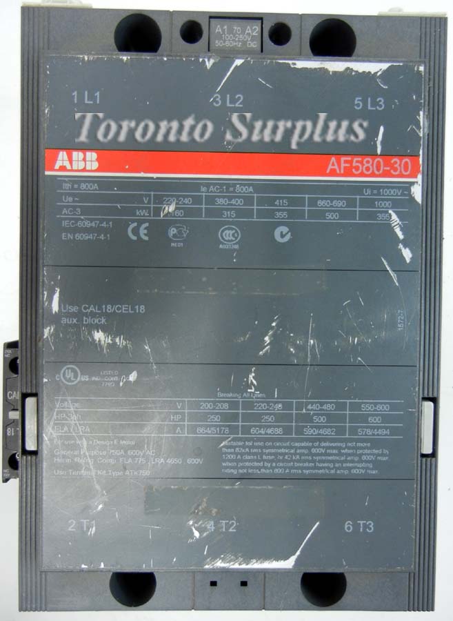 ABB AF580-30-22-70 ACS800-X04 Contactor 800A, 1000V, 100-250V/50-60HZ, BRAND NEW / NOS