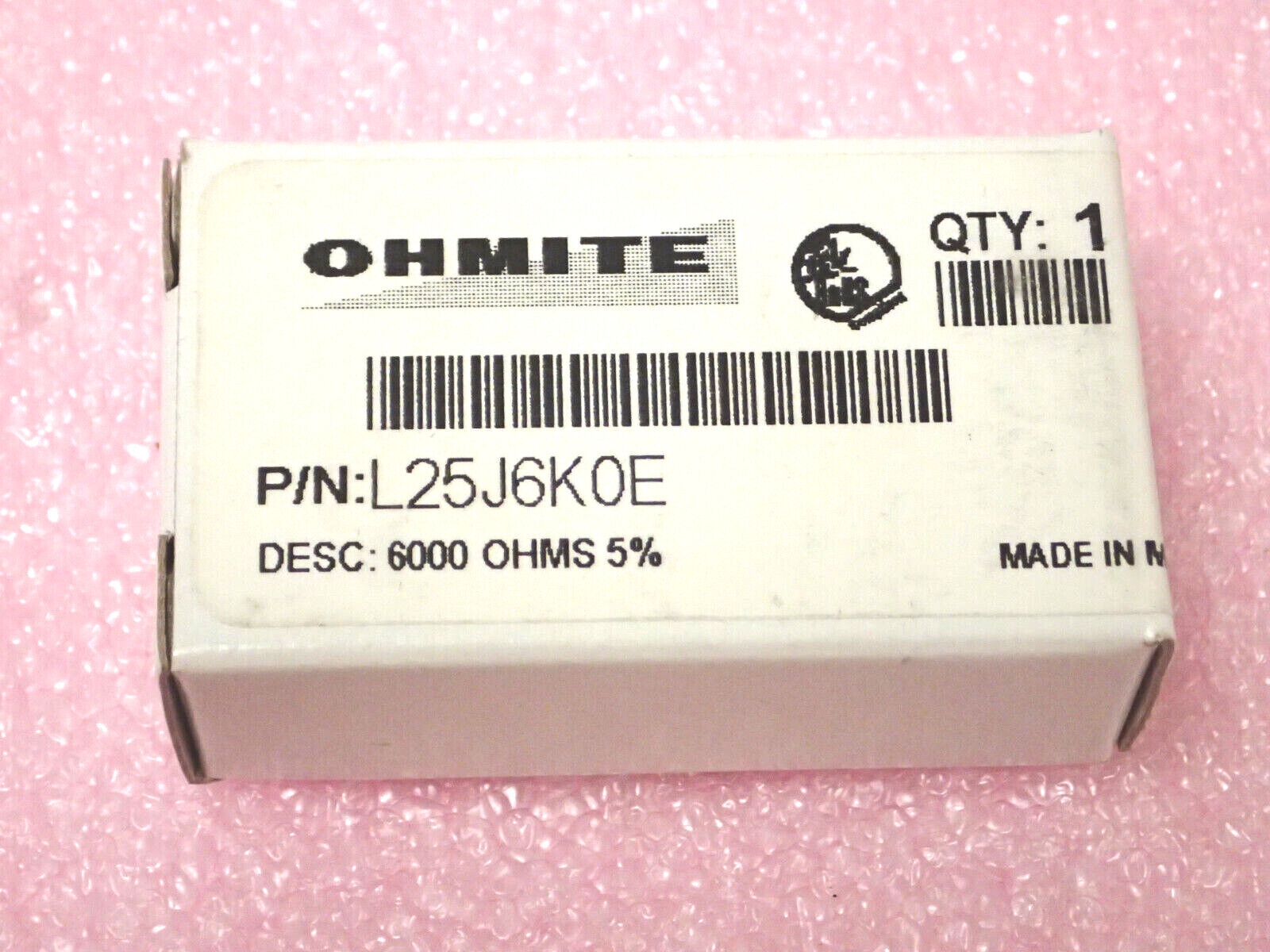 Ohmite L25J6K0E Wirewound Resistor, Power, 6000 / 6kOhm, 25W, 5%