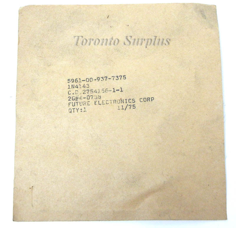 Future Electronics IN4143 Semi Conductor Device, Diode NSN 5961-00-937-7375 / 5961009377375 Mil Spec BNIB/NOS