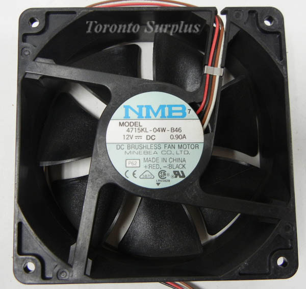 4 1/2 x 1 1/2 " NMB Minebea 4715KL 04W B46 DC Axial Fan 4715KL04WB46 , 12 V, 0.09 A,