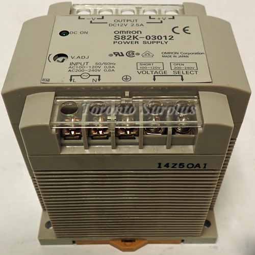 a 12V, 2.5A Omron S82K-03012 PLC Power Supply 100-240VAC OUT, 12VDC, 2.5A
