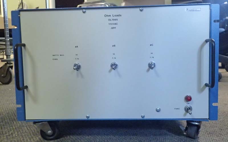 OHM Loads OL7995 Bench Top Mount Rack Fan Cooled Passive Load, 3Phase, .8pf Resistive Load, 1000W per Phase, 110VAC