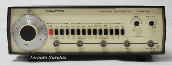 Wavetek 182A Function Generator with Manual, 0.004 Hz to 4 MHz, 20V