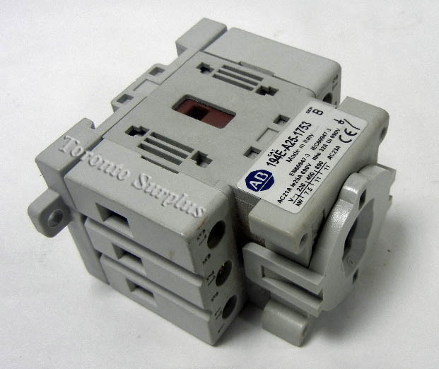 Allen Bradley 194E-A25-1753 / 194EA251753 IEC Load Switch, Open Base, DIN Rail, 3 Pole, 25A, Ser.B