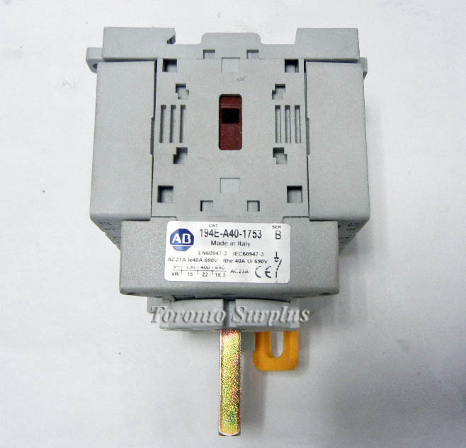 Allen Bradley 194E-A40-1753 / 194EA401753 IEC Load Switch, Open Base, DIN Rail, 3 Pole, 40A, Ser.B